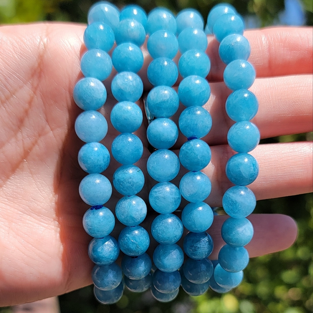 NEW 8MM AQUAMARINE STRETCH BRACELETS